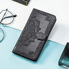 Leather Case Stands Fashionable Pattern Flip Cover Holder S07D for Huawei Honor 60 SE 5G Black