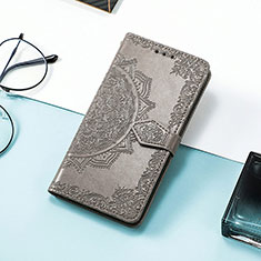Leather Case Stands Fashionable Pattern Flip Cover Holder S07D for Huawei Honor Magic5 Pro 5G Gray