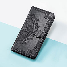 Leather Case Stands Fashionable Pattern Flip Cover Holder S07D for Huawei P50 Pro Black
