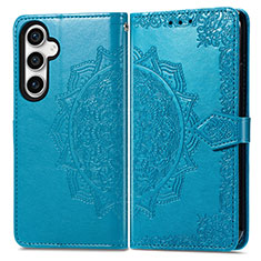 Leather Case Stands Fashionable Pattern Flip Cover Holder S07D for Samsung Galaxy S21 FE 5G Blue