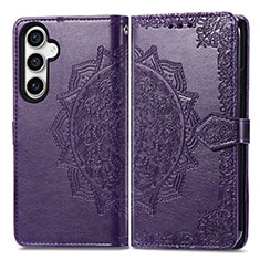 Leather Case Stands Fashionable Pattern Flip Cover Holder S07D for Samsung Galaxy S21 FE 5G Purple