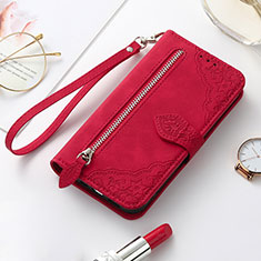 Leather Case Stands Fashionable Pattern Flip Cover Holder S07D for Samsung Galaxy S23 Plus 5G Red