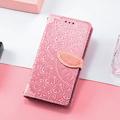 Leather Case Stands Fashionable Pattern Flip Cover Holder S08D for Huawei Honor X10 Max 5G Rose Gold