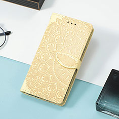 Leather Case Stands Fashionable Pattern Flip Cover Holder S08D for Huawei Honor X10 Max 5G Yellow