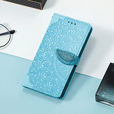 Leather Case Stands Fashionable Pattern Flip Cover Holder S08D for Huawei P40 Lite E Blue