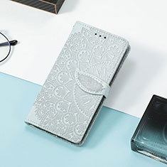 Leather Case Stands Fashionable Pattern Flip Cover Holder S08D for Huawei P40 Lite E Gray