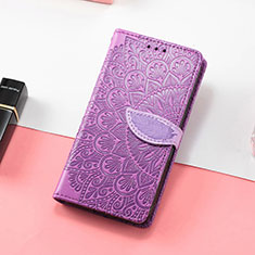 Leather Case Stands Fashionable Pattern Flip Cover Holder S08D for Huawei P40 Lite E Purple