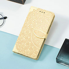 Leather Case Stands Fashionable Pattern Flip Cover Holder S08D for Huawei P40 Lite E Yellow