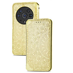 Leather Case Stands Fashionable Pattern Flip Cover Holder S09D for Huawei Honor Magic3 Pro 5G Gold