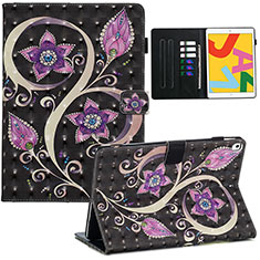 Leather Case Stands Fashionable Pattern Flip Cover Holder Y01B for Apple iPad 10.2 (2020) Black