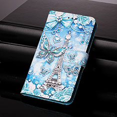 Leather Case Stands Fashionable Pattern Flip Cover Holder Y01B for Samsung Galaxy A21s Mint Blue