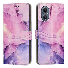 Leather Case Stands Fashionable Pattern Flip Cover Holder Y01X for Oppo Reno8 Lite 5G Purple
