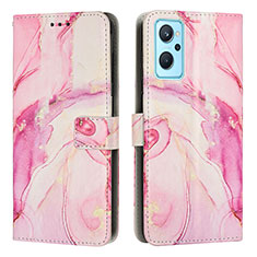 Leather Case Stands Fashionable Pattern Flip Cover Holder Y01X for Realme 10 5G Pink