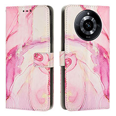 Leather Case Stands Fashionable Pattern Flip Cover Holder Y01X for Realme 11 Pro+ Plus 5G Pink