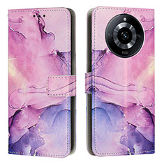 Leather Case Stands Fashionable Pattern Flip Cover Holder Y01X for Realme 11 Pro+ Plus 5G Purple