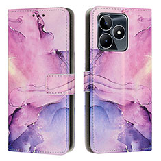 Leather Case Stands Fashionable Pattern Flip Cover Holder Y01X for Realme C51 Purple