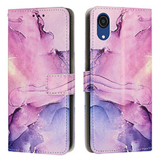 Leather Case Stands Fashionable Pattern Flip Cover Holder Y01X for Samsung Galaxy A03 Core Purple