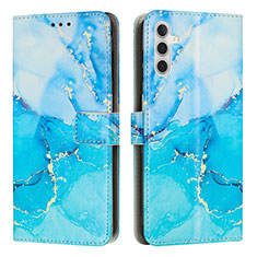 Leather Case Stands Fashionable Pattern Flip Cover Holder Y01X for Samsung Galaxy A04s Blue