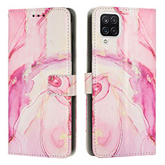 Leather Case Stands Fashionable Pattern Flip Cover Holder Y01X for Samsung Galaxy A12 Nacho Pink