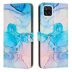 Leather Case Stands Fashionable Pattern Flip Cover Holder Y01X for Samsung Galaxy A12 Nacho Sky Blue
