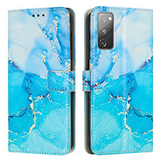 Leather Case Stands Fashionable Pattern Flip Cover Holder Y01X for Samsung Galaxy S20 FE 4G Blue