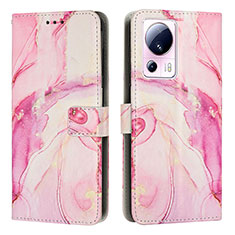 Leather Case Stands Fashionable Pattern Flip Cover Holder Y01X for Xiaomi Mi 12 Lite NE 5G Pink
