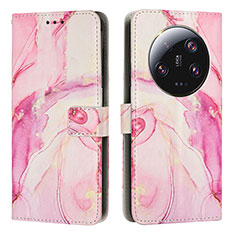 Leather Case Stands Fashionable Pattern Flip Cover Holder Y01X for Xiaomi Mi 13 Ultra 5G Pink