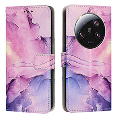Leather Case Stands Fashionable Pattern Flip Cover Holder Y01X for Xiaomi Mi 13 Ultra 5G Purple