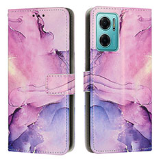 Leather Case Stands Fashionable Pattern Flip Cover Holder Y01X for Xiaomi Redmi 10 Prime Plus 5G Purple