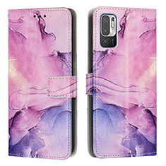 Leather Case Stands Fashionable Pattern Flip Cover Holder Y01X for Xiaomi Redmi Note 11 SE 5G Purple
