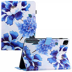 Leather Case Stands Fashionable Pattern Flip Cover Holder Y02B for Apple iPad Pro 11 (2020) Blue
