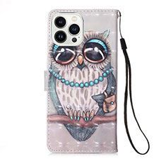 Leather Case Stands Fashionable Pattern Flip Cover Holder Y02B for Apple iPhone 13 Pro Mixed