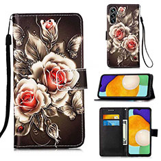 Leather Case Stands Fashionable Pattern Flip Cover Holder Y02B for Samsung Galaxy A04s Black