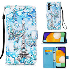 Leather Case Stands Fashionable Pattern Flip Cover Holder Y02B for Samsung Galaxy A04s Mint Blue