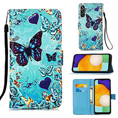Leather Case Stands Fashionable Pattern Flip Cover Holder Y02B for Samsung Galaxy A04s Sky Blue