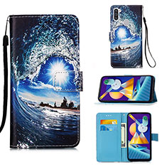 Leather Case Stands Fashionable Pattern Flip Cover Holder Y02B for Samsung Galaxy A11 Navy Blue
