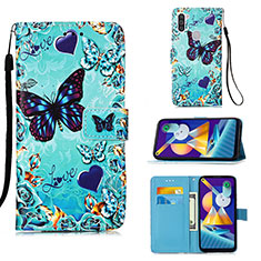 Leather Case Stands Fashionable Pattern Flip Cover Holder Y02B for Samsung Galaxy A11 Sky Blue