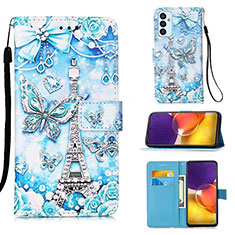 Leather Case Stands Fashionable Pattern Flip Cover Holder Y02B for Samsung Galaxy A25 5G Mint Blue