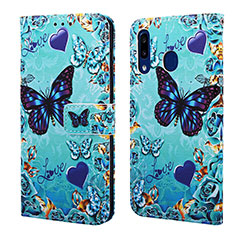Leather Case Stands Fashionable Pattern Flip Cover Holder Y02B for Samsung Galaxy A30 Sky Blue