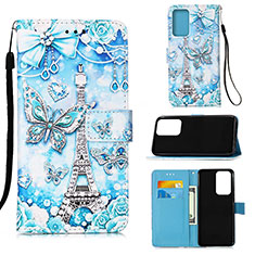 Leather Case Stands Fashionable Pattern Flip Cover Holder Y02B for Samsung Galaxy A33 5G Mint Blue