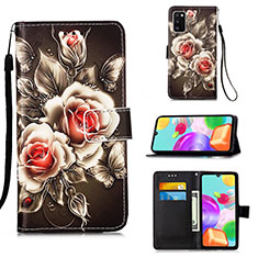 Leather Case Stands Fashionable Pattern Flip Cover Holder Y02B for Samsung Galaxy A41 Black