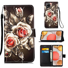 Leather Case Stands Fashionable Pattern Flip Cover Holder Y02B for Samsung Galaxy A42 5G Black