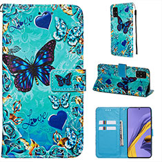 Leather Case Stands Fashionable Pattern Flip Cover Holder Y02B for Samsung Galaxy A51 4G Sky Blue