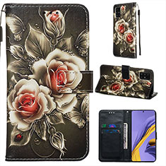 Leather Case Stands Fashionable Pattern Flip Cover Holder Y02B for Samsung Galaxy A51 5G Black