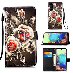 Leather Case Stands Fashionable Pattern Flip Cover Holder Y02B for Samsung Galaxy A71 4G A715 Black