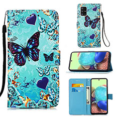 Leather Case Stands Fashionable Pattern Flip Cover Holder Y02B for Samsung Galaxy A71 4G A715 Sky Blue
