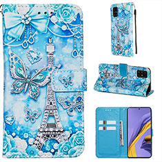 Leather Case Stands Fashionable Pattern Flip Cover Holder Y02B for Samsung Galaxy M40S Mint Blue