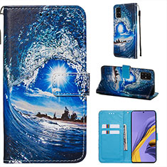 Leather Case Stands Fashionable Pattern Flip Cover Holder Y02B for Samsung Galaxy M40S Navy Blue
