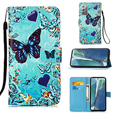 Leather Case Stands Fashionable Pattern Flip Cover Holder Y02B for Samsung Galaxy Note 20 5G Sky Blue