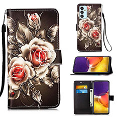 Leather Case Stands Fashionable Pattern Flip Cover Holder Y02B for Samsung Galaxy Quantum2 5G Black